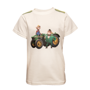 T-skjorte, KuToppen med trykk av traktor og karakterer